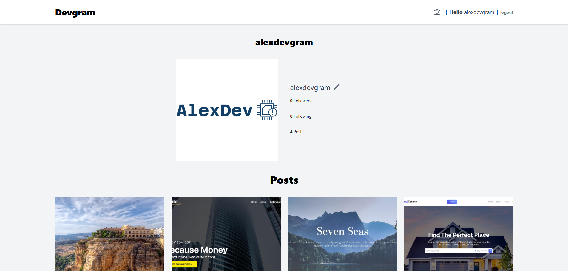 Devgram project preview